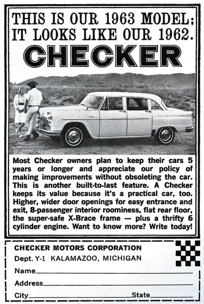 1963 Checker Auto Advertising